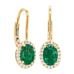 18ct Yellow Gold 1.86ct Emerald & Diamond Mini Sierra Earrings - Earrings - Walker & Hall