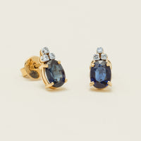 Deja Vu 18ct Yellow Gold 3.00ct Sapphire & Diamond Earrings - Earrings - Walker & Hall