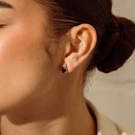 Deja Vu 18ct Yellow Gold 3.00ct Sapphire & Diamond Earrings - Earrings - Walker & Hall