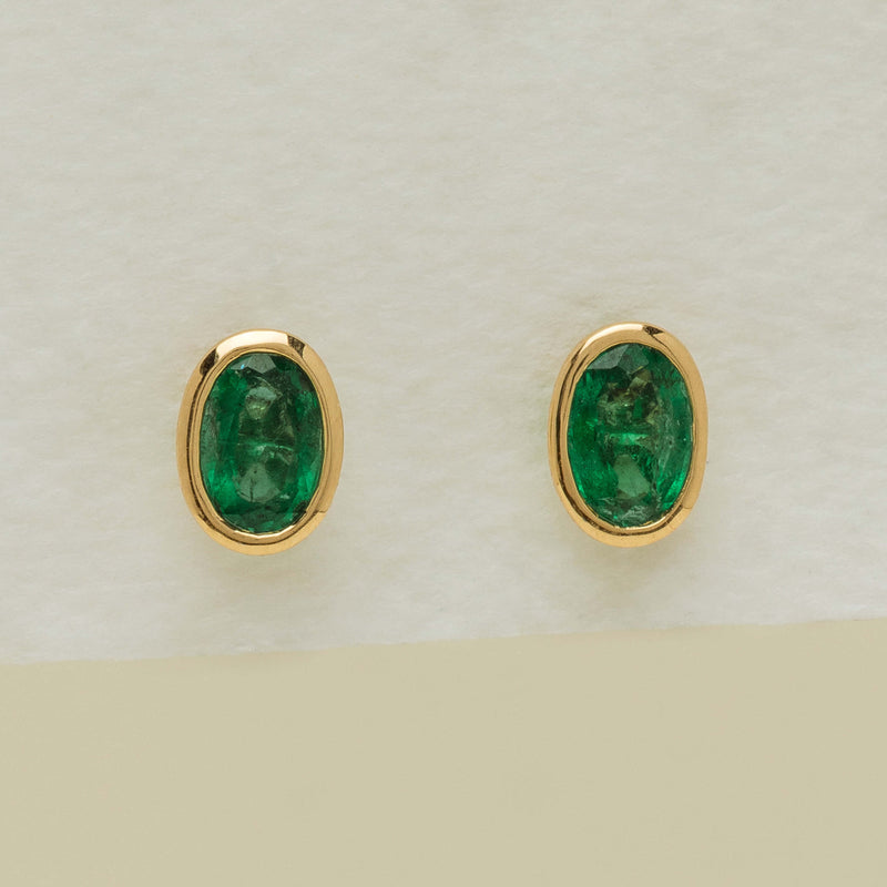 18ct Yellow Gold .80ct Emerald Natalia Stud Earrings - Earrings - Walker & Hall