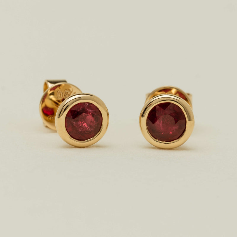 18ct Yellow Gold 1.00ct Ruby Natalia Stud Earrings - Earrings - Walker & Hall