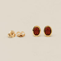 9ct Yellow Gold Garnet Iris Stud Earrings - Earrings - Walker & Hall