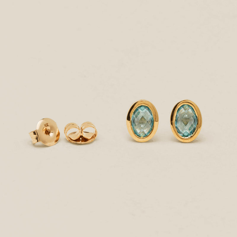 9ct Yellow Gold Blue Topaz Iris Stud Earrings - Earrings - Walker & Hall