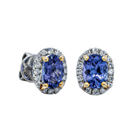 Deja Vu 18ct White Gold Tanzanite & Diamond Stud Earrings - Earrings - Walker & Hall