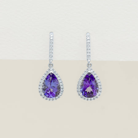 18ct White Gold 3.93ct Tanzanite & Diamond Sierra Earrings - Earrings - Walker & Hall