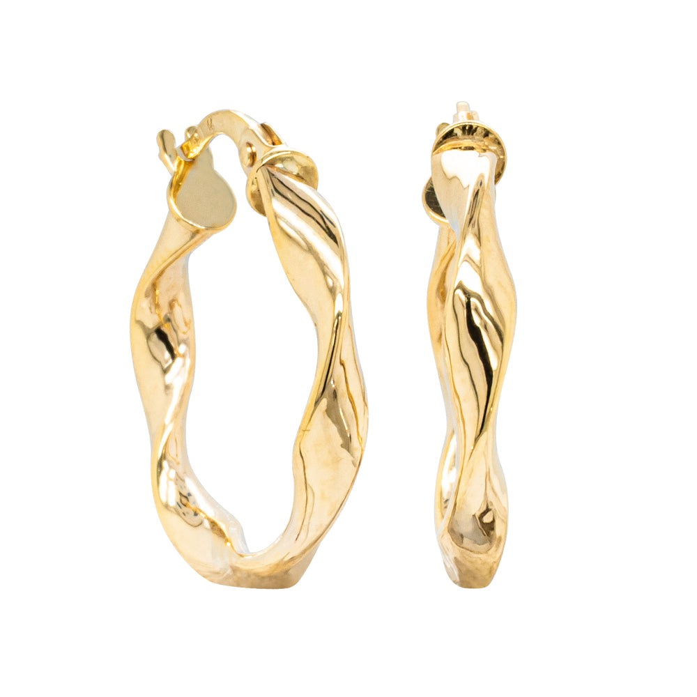 9ct Yellow Gold Ribbon Hoop Earrings Walker & Hall