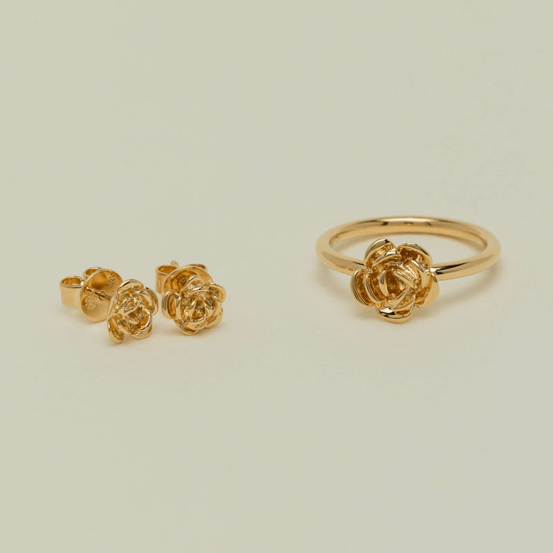 18ct Yellow Gold Rose Stud Earrings - Earrings - Walker & Hall