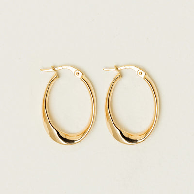 9ct Yellow Gold Oval Ribbon Hoop Earrings - Earrings - Walker & Hall