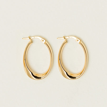 9ct Yellow Gold Oval Ribbon Hoop Earrings - Earrings - Walker & Hall