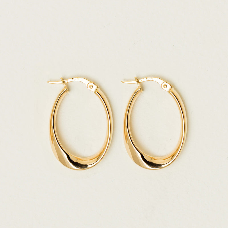 9ct Yellow Gold Oval Ribbon Hoop Earrings - Earrings - Walker & Hall
