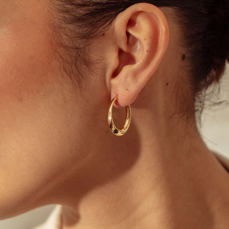 9ct Yellow Gold Oval Ribbon Hoop Earrings - Earrings - Walker & Hall