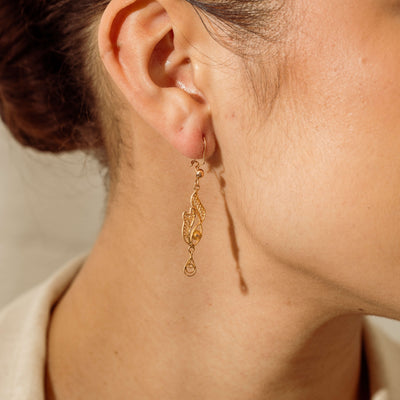 Deja Vu 18ct Yellow Gold Openwork Drop Earrings - Earrings - Walker & Hall