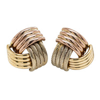 Vintage 9ct Tri-Tone Gold Knot Stud Earrings - Earrings - Walker & Hall