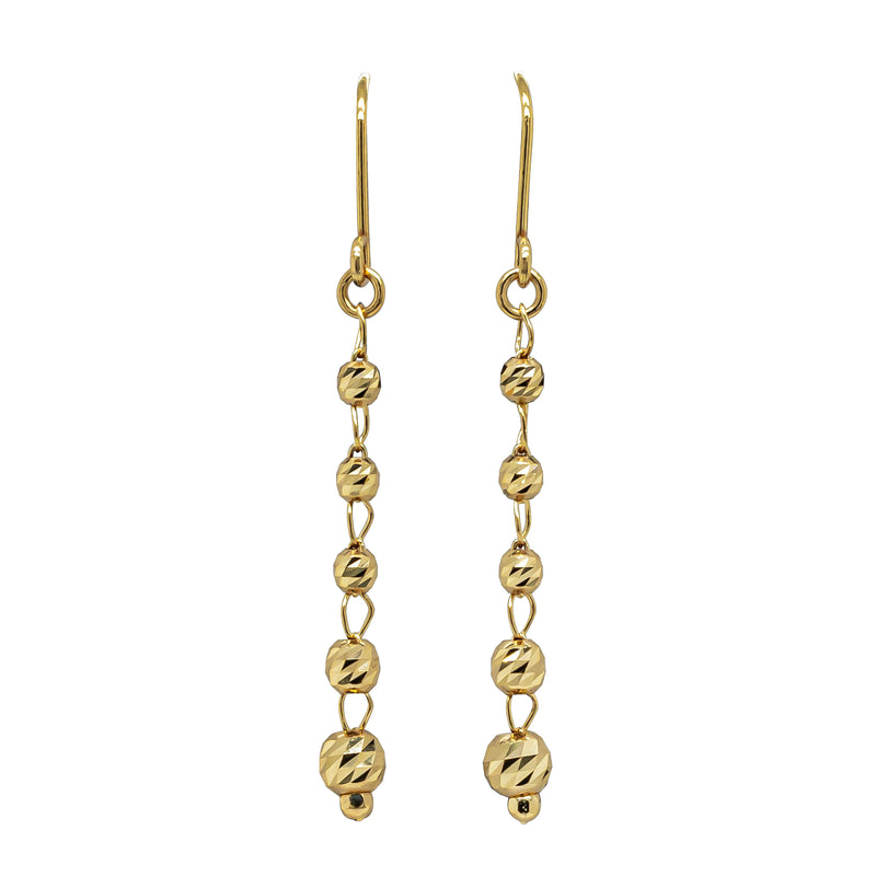 18ct Yellow Gold Faceted Ball Hook Earrings - Earrings - Walker & Hall