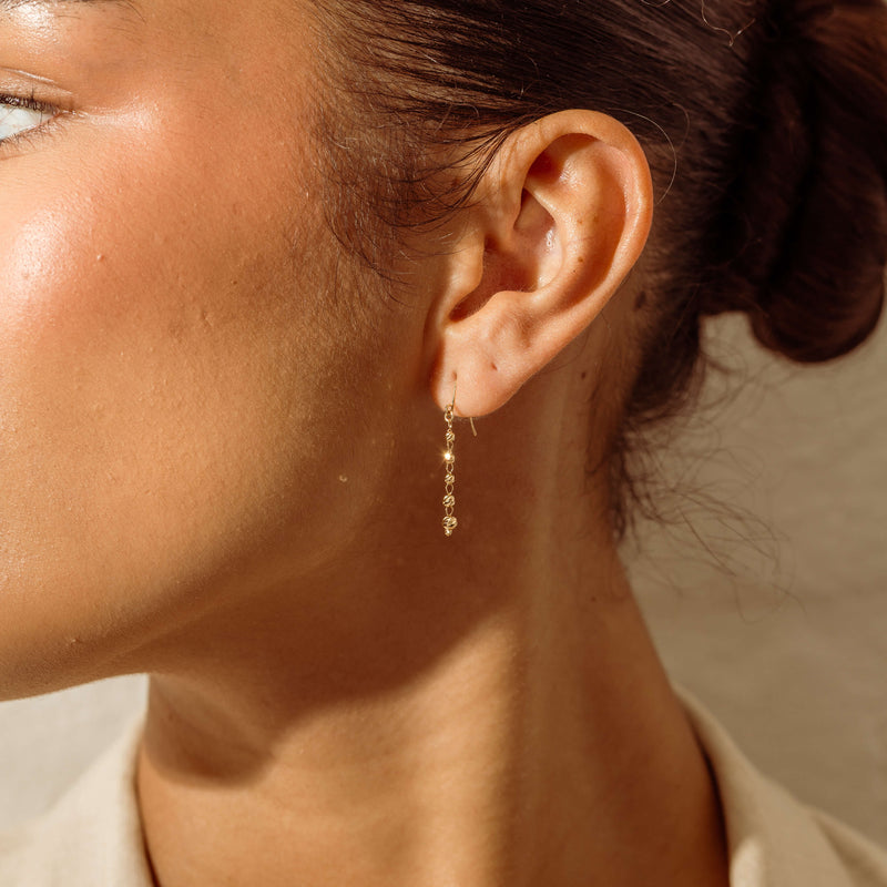 18ct Yellow Gold Faceted Ball Hook Earrings - Earrings - Walker & Hall