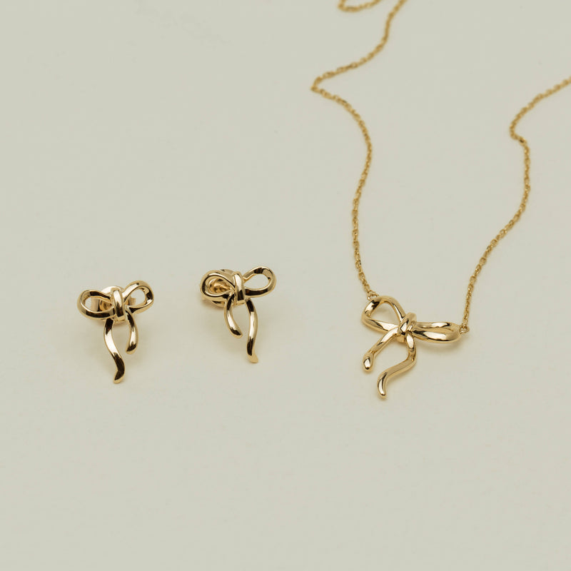 9ct Yellow Gold Infinity Bow Pendant - Necklace - Walker & Hall