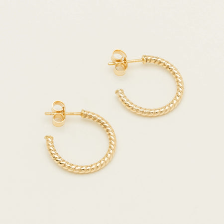 9ct Yellow Gold Twine Hoop Earrings - Earrings - Walker & Hall