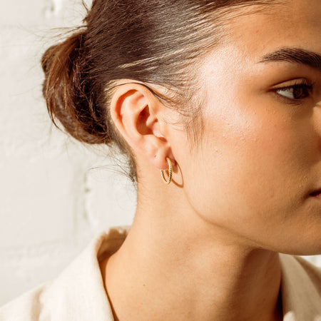 9ct Yellow Gold Twine Hoop Earrings - Earrings - Walker & Hall
