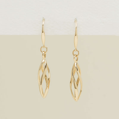 9ct Yellow Gold Helix Drop Earrings - Earrings - Walker & Hall
