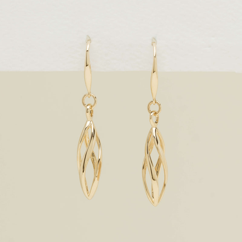 9ct Yellow Gold Helix Drop Earrings - Earrings - Walker & Hall