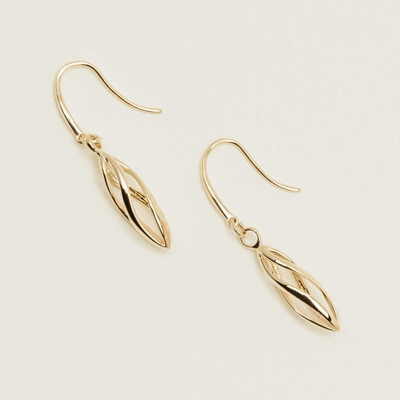 9ct Yellow Gold Helix Drop Earrings - Earrings - Walker & Hall