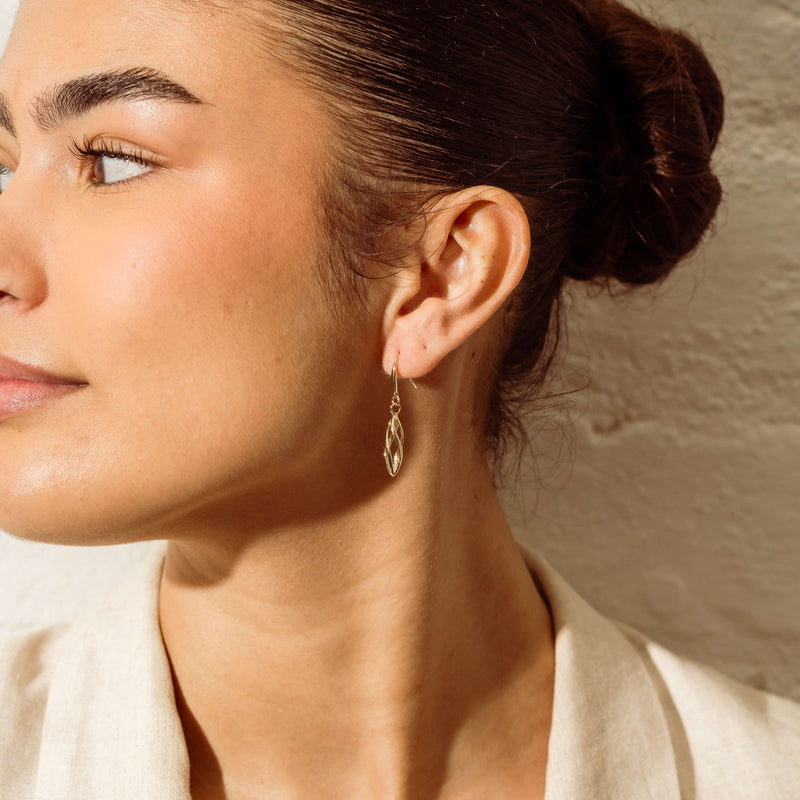 9ct Yellow Gold Helix Drop Earrings - Earrings - Walker & Hall