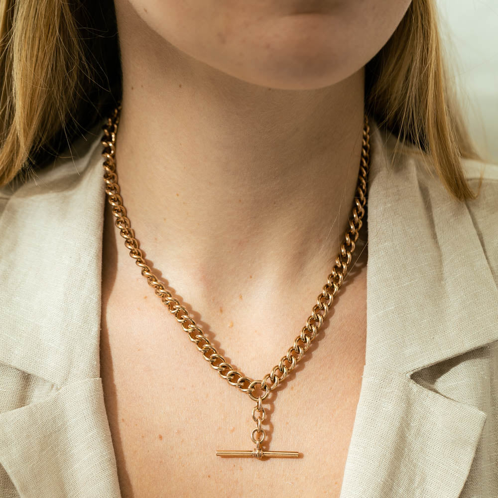 9ct Rose Gold Fob Chain Necklace Walker & Hall