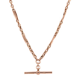 Vintage 9ct Rose Gold Albert Fob Chain - Necklace - Walker & Hall