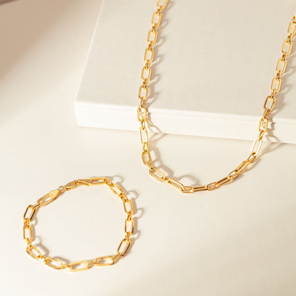 18ct Yellow Gold Open Paperclip Link Necklace - Walker & Hall