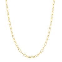 9ct Yellow Gold Textured Oval Link Chain-Necklace-Walker & Hall