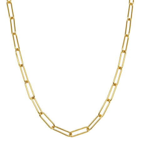 9ct Yellow Gold Paperclip Link Chain - Necklace - Walker & Hall
