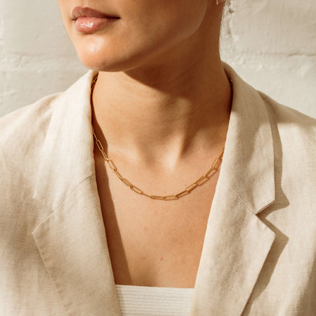 9ct Yellow Gold Paperclip Link Chain - Necklace - Walker & Hall