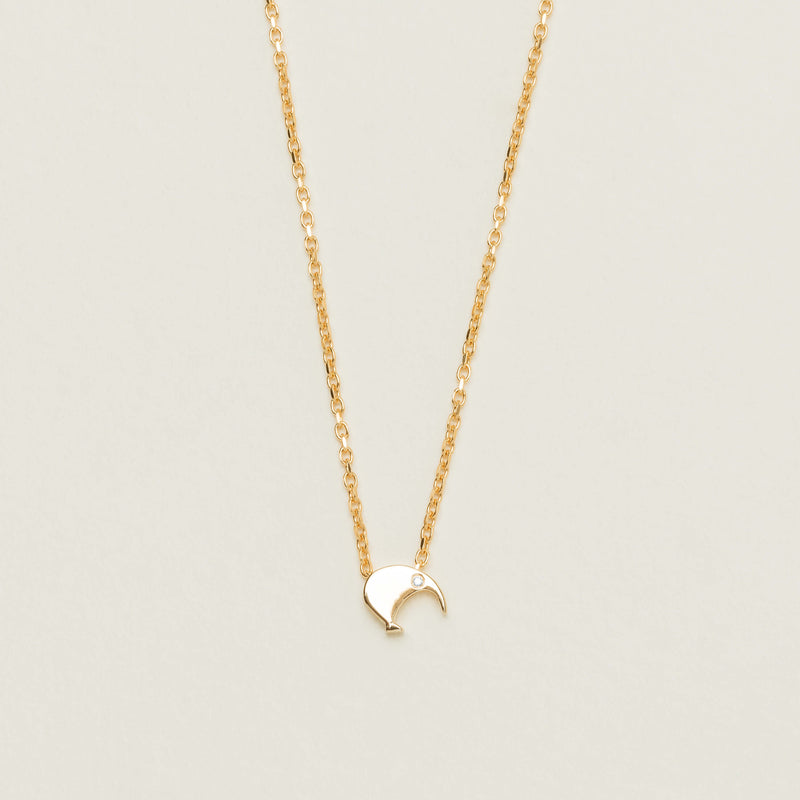 9ct Yellow Gold Noted Kiwi with Diamond Eyes Charm - Necklace - Walker & Hall