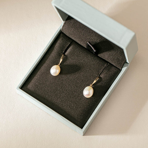 9ct Yellow Gold Freshwater Pearl Drop Earrings - Earrings - Walker & Hall