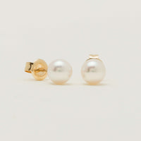 9ct Yellow Gold Akoya Pearl Studs - 7mm - Earrings - Walker & Hall