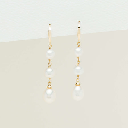 9ct Yellow Gold Freshwater Pearl Rosalind Earrings - Earrings - Walker & Hall