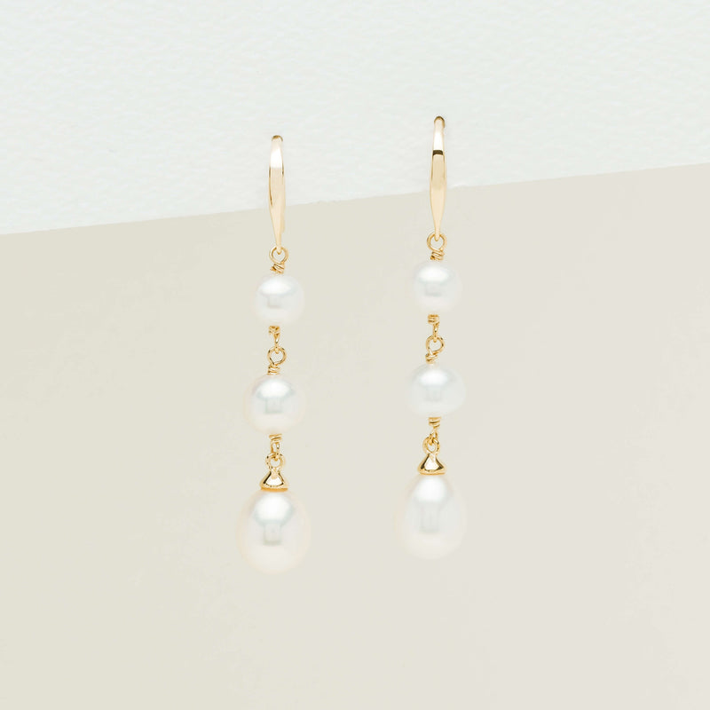 9ct Yellow Gold Freshwater Pearl Rosalind Earrings - Earrings - Walker & Hall