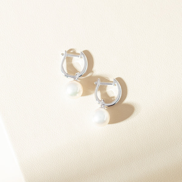 18ct White Gold Cosy Earrings With Akoya Pearls - Earrings - Walker & Hall