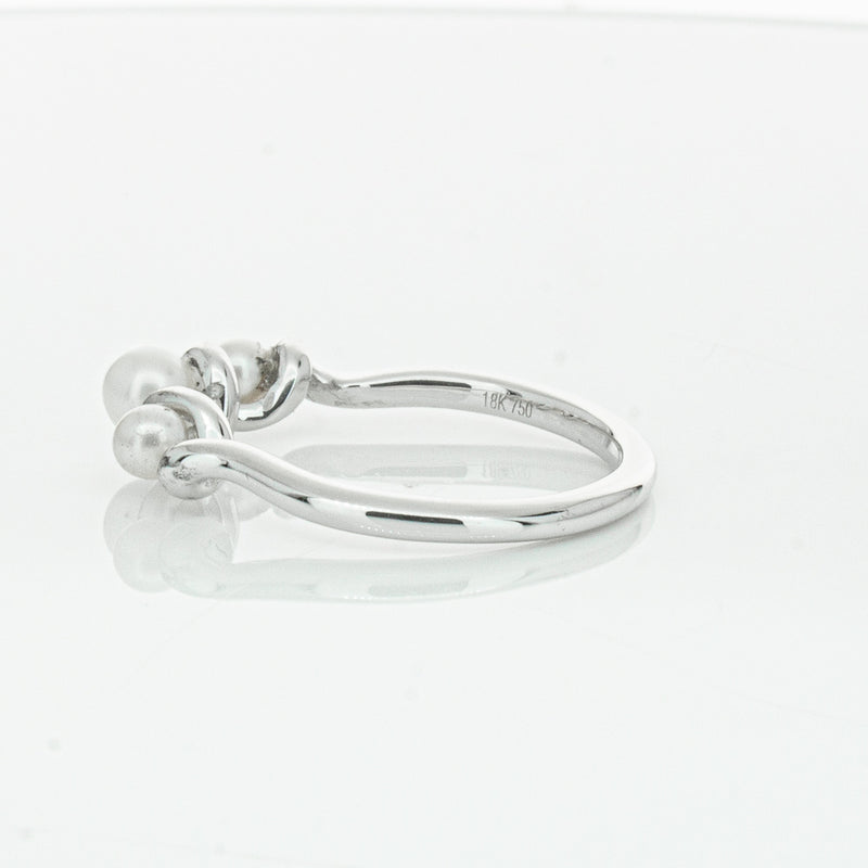 18ct White Gold Akoya Pearl Margaux Ring-Ring-Walker & Hall