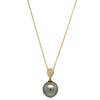 18ct Yellow Gold Black Pearl & Diamond Aegean Pendant - Necklace - Walker & Hall