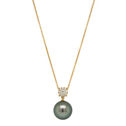 18ct Yellow Gold Tahitian Pearl & Diamond Galaxy Pendant - Necklace - Walker & Hall