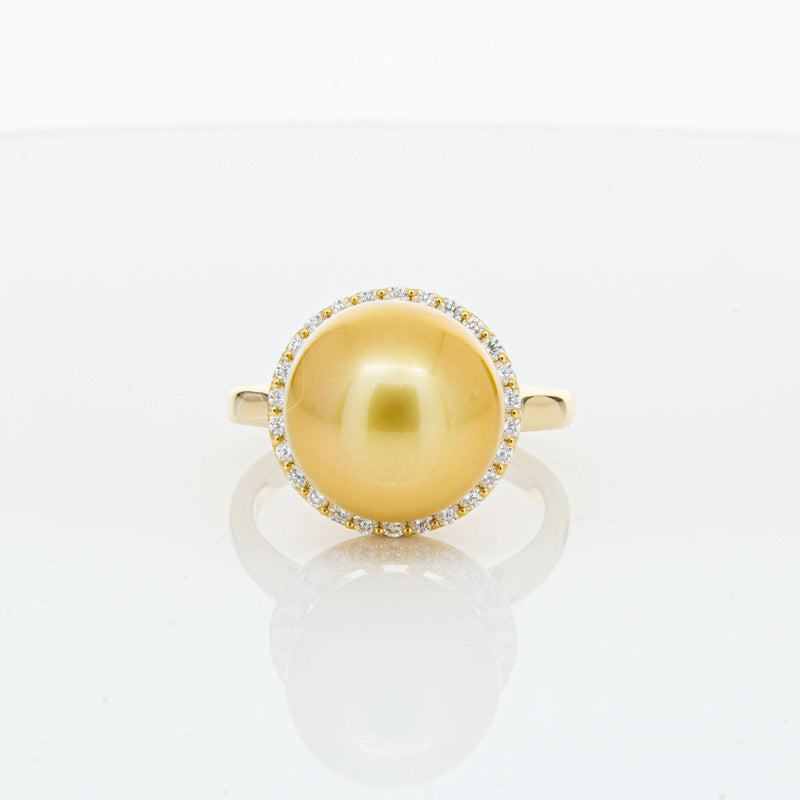 18ct Yellow Gold Golden South Sea Pearl & Diamond Callisto Ring-Ring-Walker & Hall