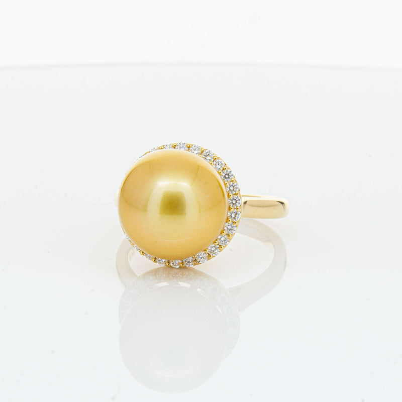 18ct Yellow Gold Golden South Sea Pearl & Diamond Callisto Ring-Ring-Walker & Hall
