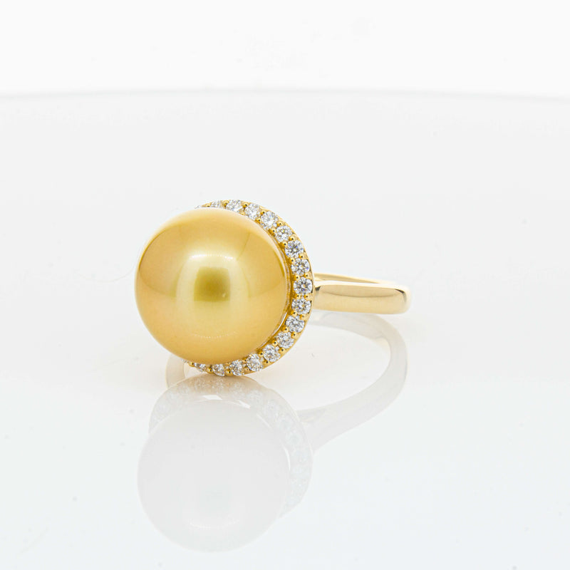 18ct Yellow Gold Golden South Sea Pearl & Diamond Callisto Ring-Ring-Walker & Hall