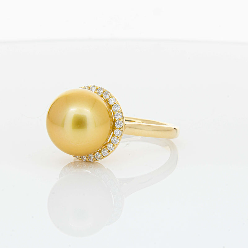 18ct Yellow Gold Golden South Sea Pearl & Diamond Callisto Ring-Ring-Walker & Hall