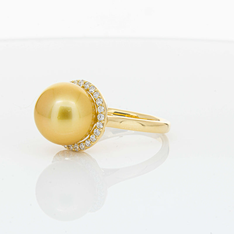 18ct Yellow Gold Golden South Sea Pearl & Diamond Callisto Ring-Ring-Walker & Hall
