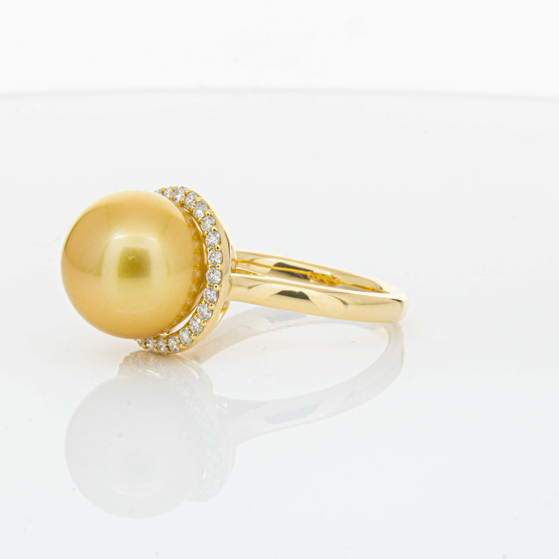18ct Yellow Gold Golden South Sea Pearl & Diamond Callisto Ring-Ring-Walker & Hall