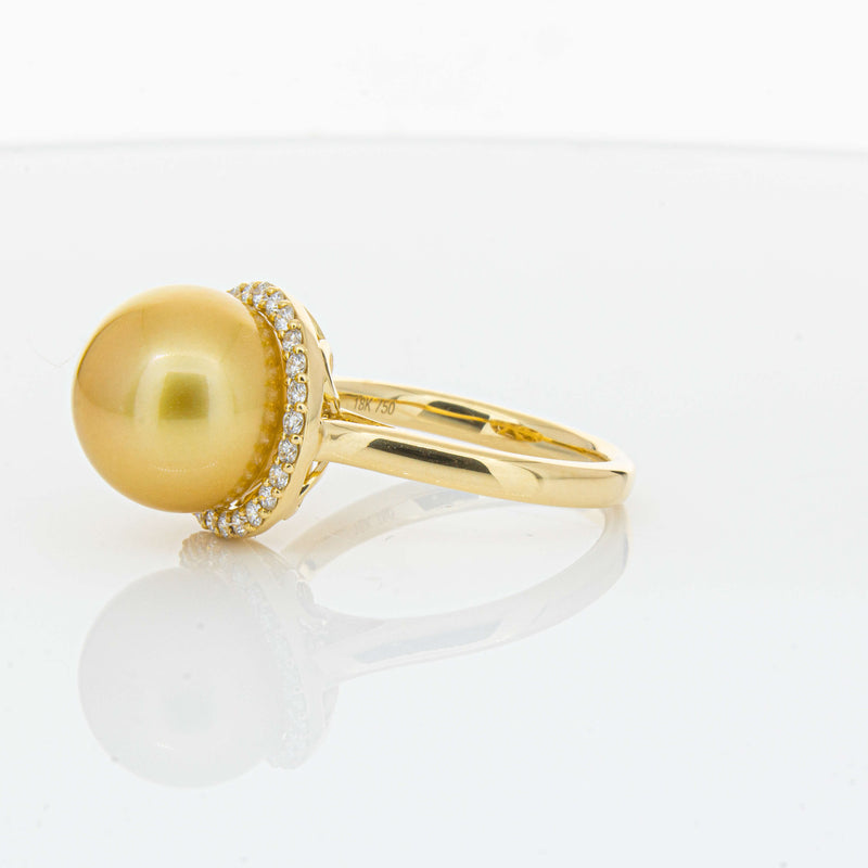 18ct Yellow Gold Golden South Sea Pearl & Diamond Callisto Ring-Ring-Walker & Hall