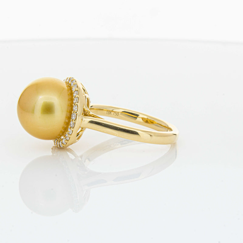 18ct Yellow Gold Golden South Sea Pearl & Diamond Callisto Ring-Ring-Walker & Hall