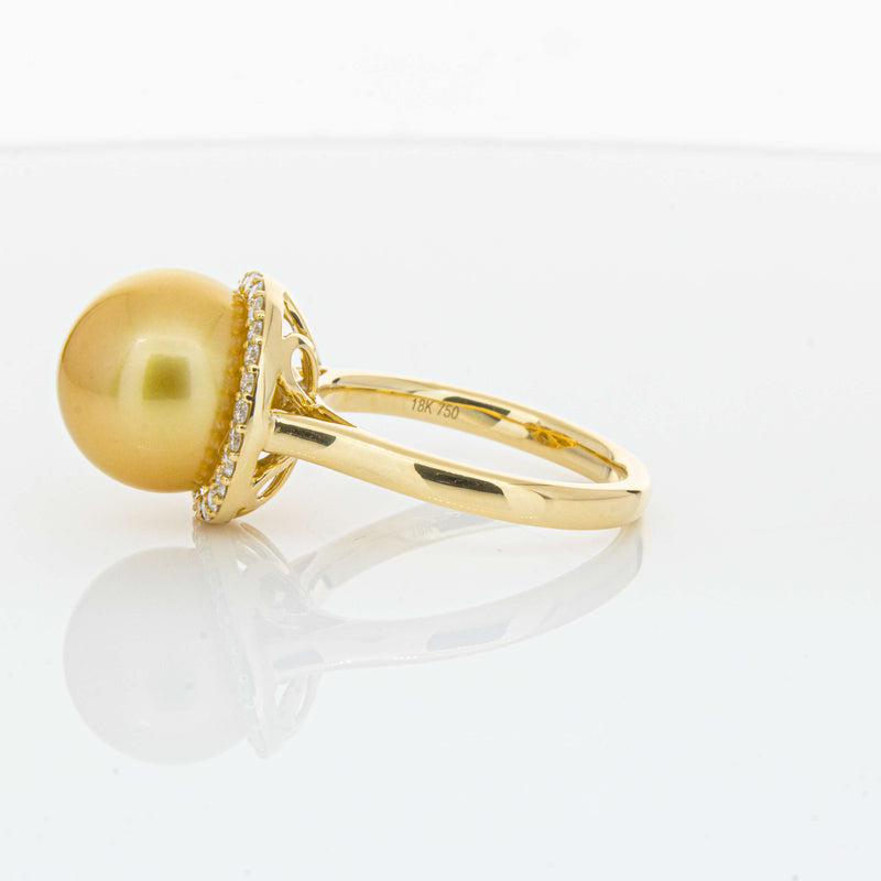 18ct Yellow Gold Golden South Sea Pearl & Diamond Callisto Ring-Ring-Walker & Hall